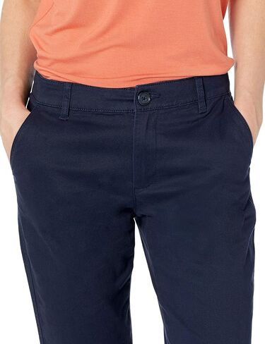 بنطال تشينو نسائي متوسط ​​الارتفاع نحيف بطول كامل من Amazon Essentials (متوفر بمقاس مستقيم ومتعرج)، بني كاكي، 8 in Kuwait