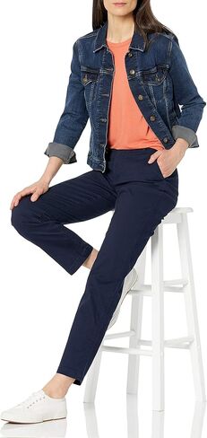 بنطال تشينو نسائي متوسط ​​الارتفاع نحيف بطول كامل من Amazon Essentials (متوفر بمقاس مستقيم ومتعرج)، بني كاكي، 8 in Kuwait