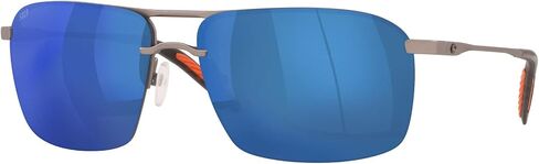 Costa Del Mar Men's Skimmer Polarized Rectangular Sunglasses, Matte Silver/Blue Mirrored Polarized-580P, 62 mm in Saudi Arabia