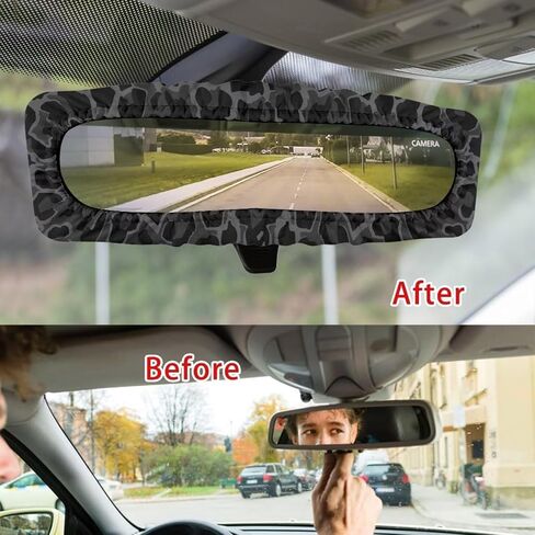 Leopard Black Cars Universal Cars غطاء مرآة للمنظر الخلفي للظهور التلقائي لوقاية مرآة واقي مضاد للغبار وبصمات الأصابع تناسب معظم المركبات in Kuwait