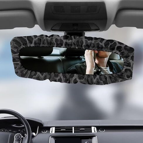 Leopard Black Cars Universal Cars غطاء مرآة للمنظر الخلفي للظهور التلقائي لوقاية مرآة واقي مضاد للغبار وبصمات الأصابع تناسب معظم المركبات in Kuwait