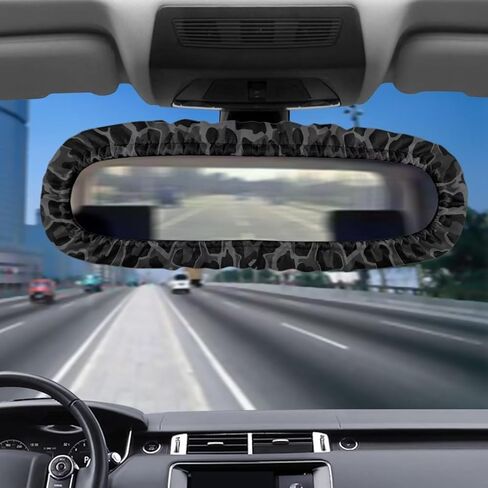 Leopard Black Cars Universal Cars غطاء مرآة للمنظر الخلفي للظهور التلقائي لوقاية مرآة واقي مضاد للغبار وبصمات الأصابع تناسب معظم المركبات in Kuwait