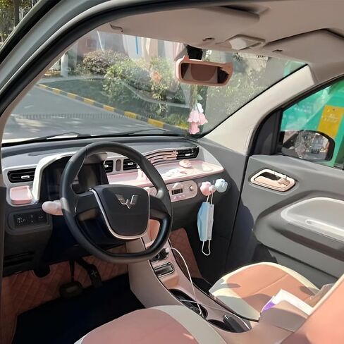 مرآة سيارة كروشيه مرآة معلقة ، ديكور سيارة لطيف زهرة من زهرة الوادي ، قلادة سيارة متبكلة مصنوعة يدويًا للنساء المرآة للنساء ، قلادة سيارات المنزل (الوردي) 2 عبوة in Kuwait