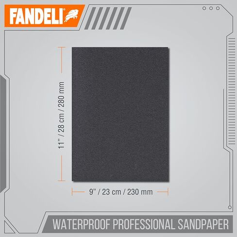 Fandeli | Waterproof Sandpaper | Assortment of Grits from 120 to 2500 | 36 Sheets 23 x 9,3 cm | for Car Polishing, Wood Furniture Sanding and Metal Sanding | Water Resistant in Kuwait