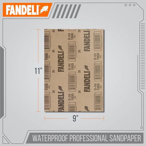 Fandeli | Waterproof Sandpaper | Assortment of Grits from 120 to 2500 | 36 Sheets 23 x 9,3 cm | for Car Polishing, Wood Furniture Sanding and Metal Sanding | Water Resistant in Kuwait