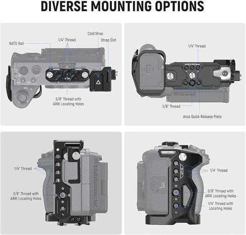 NEEWER FX3 FX30 Cage and XLR Handle Extension Kit with HDMI Cable Clamp, NATO Rail, 3/8" ARRI Locating Holes, 1/4" Thread, Compatible with Sony FX3 FX30 Original XLR Handle DJI RS2 RS3 Gimbal, CA024 in Saudi Arabia