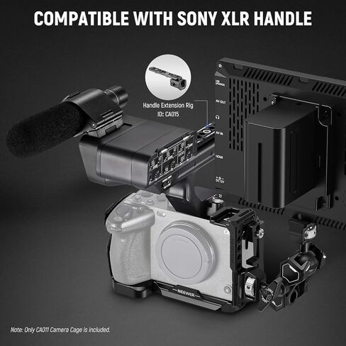 NEEWER FX3 FX30 Cage and XLR Handle Extension Kit with HDMI Cable Clamp, NATO Rail, 3/8" ARRI Locating Holes, 1/4" Thread, Compatible with Sony FX3 FX30 Original XLR Handle DJI RS2 RS3 Gimbal, CA024 in Saudi Arabia
