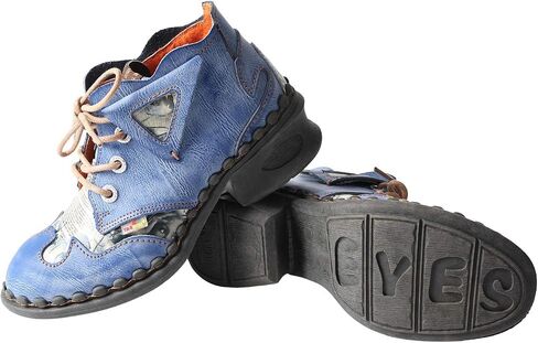 TMA EYES Leather Women's Ankle Boots Shoes for Outdoor,Medium heel, Floral Newspaper Printed Leather Material in Saudi Arabia