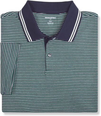 Banana Republic Mens 691730 Standard Fit Pique Mesh All Cotton Striped Polo Shirt in Saudi Arabia