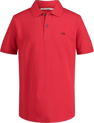 Calvin Klein Boys' Short Sleeve Micro Pique Solid Polo, Classic Grey, 10-12 in Saudi Arabia