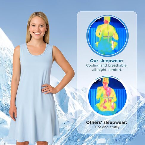 PRODESIGN Summer Nightgowns for Women - Cooling Tank Nightdress Ice-Silky Sleeveless Sleepshirts Chemise Lounge Dresses in Saudi Arabia