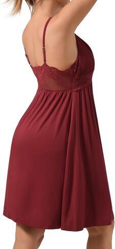 Nighty for Women Long Nightgowns Lace Chemise Lingerie Dress V-Neck Full Slip Sleep Dress in Saudi Arabia