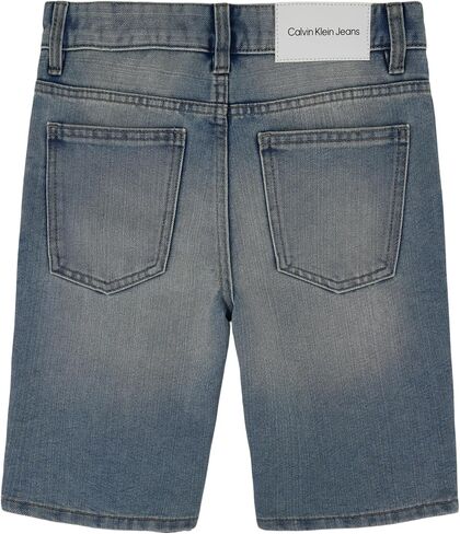 شورت جينز للأولاد من Calvin Klein بمقاس مريح، نمط 5 جيوب وسحاب للإغلاق، Austin Dark Blue، 12 in Saudi Arabia