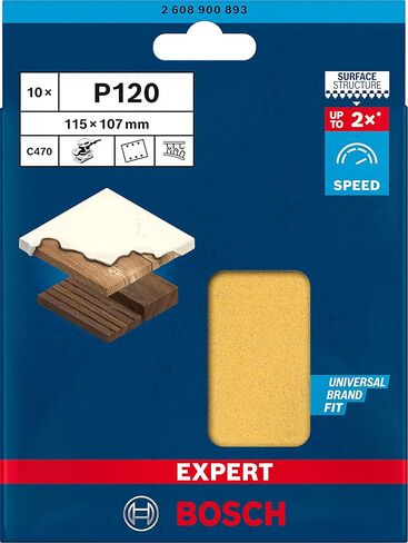 Bosch Professional 10x Expert C470 Sandpaper (for Hardwood, Paint on Wood, 80x133 mm, Grit 400, Accessories Orbital Sander) in Kuwait
