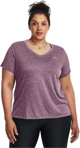 تي شيرت قصير الأكمام ذو رقبة على شكل حرف V من Under Armour, أسود (رمادي هالو/فضي معدني (014)), XS in Saudi Arabia
