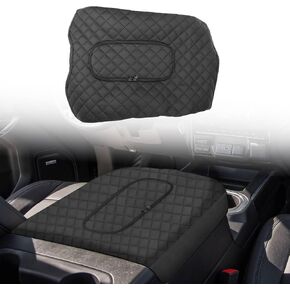 Center Console Cover Custom Fit 2019-2024 2025 Chevy Silverado/GMC Sierra Jump Seat, Armrest Cover with Extra Storage Space, Non-Slip Elastic Straps (ONLY for Split Bench Seat Console)