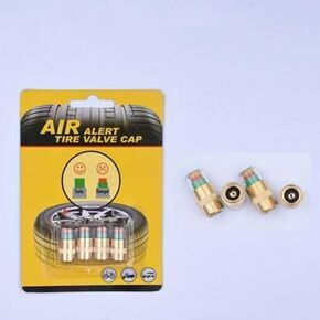 Tire Pressure Monitor Valve Caps, 36 PSI Alert Indicator, 2.4 Bar, Copper Core, 4-Pack