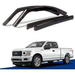 in-Channel Window Visors for 2015-2020 Ford F150 Super Cab(Extended Cab) & 2017-2020 Ford F150 Raptor Super Cab(Extended Cab)，Rain Guards Sun Shields Window Deflector Wind Vent Visors，4PCS