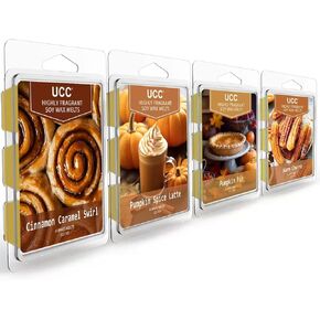 UCC Plant Based Natural Wax Melts, Highly Scented Long Lasting Premium Soy Scented Melts Cubes, Wax Melts Tarts, Colored Wax Melt - 4 Pack