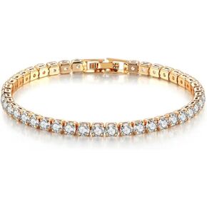 14K White Gold Plated 2mm Cubic Zirconia Tennis Bracelet for Women and Men, Fashion bracelet with artificial gemstones, elegant, simple, luxurious style