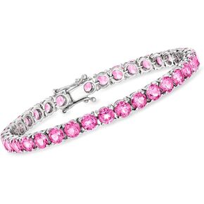 Ross-Simons 20.00 ct. t.w. Pink Topaz Tennis Bracelet in Sterling Silver