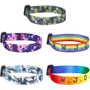 WWJD Bracelet, Polyester Adjustable What Would Jesus Do Christian Wristband Pack for Religious Gift