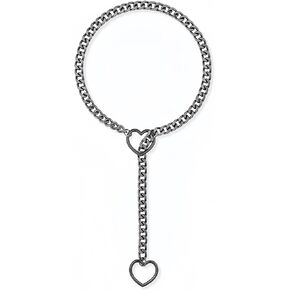 Heart O-ring Slip Chain Necklace For Women Y-Necklace Handmade Punk Gothic Cuban Necklace Adjustable Lariat Womens Heart O-Ring Slip Chain Choker for Women Jewelry Gifts