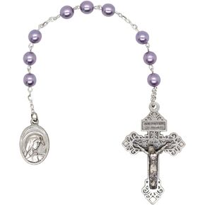 VILLAGE GIFT IMPORTERS Saint Peregrine Chaplet | Round Lavender Beads | Patron Saint of Cancer Patients | Powerful Catholic Prayer for Comfort and Peace | Made in Italy