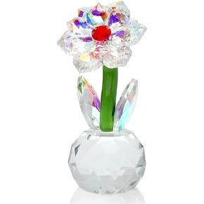 GL-Turelifes Crystal عباد الشمس المحفوظة إلى الأبد هدايا عيد ميلاد الزهرة للنساء التمييز الزجاجية القابلة للتجميع هدايا لأمي ، فتاة ، عاشق مكتب مكتب المكتب المنزلي