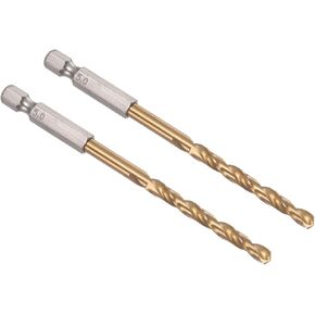 لقمة مثقاب مطلية بالتيتانيوم من Kozelo مع ساق سداسية مقاس 1/4 بوصة - [6 مم × 113 مم] فولاذ عالي السرعة M35 للإصدار السريع بنقطة انقسام 135 درجة لخشب الحديد وسبائك الألومنيوم in Kuwait