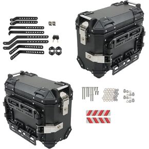 GXYWADY Universal Motorcycle Side Case ، 36L دراجة نارية الجانب الصلب Saddlebag Box Trunk Black Aluminium مع رفوف الدعم قفل أمان