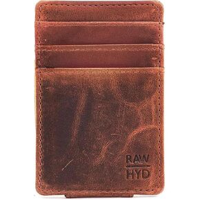 محفظة سفر من الجلد RAW HYD | محفظة مثالية لا يمكن طيها بجيب أمامي, هنتر براون, 2.875" wide, 4.25" tall, .25" thick in Kuwait