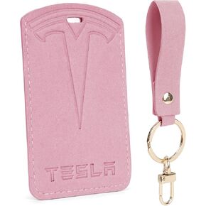 Key Card Holder Case Compatible with Tesla Model Y 3 S X Cybertruck Suede Key Protector Cover Accessories Key Chain