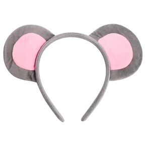 CUBACO Animal Ear Headband for Cospaly, Grey Mouse Ears Headband Suitable for Dress Up Costume Party Halloween Mice Ears Rat Plush