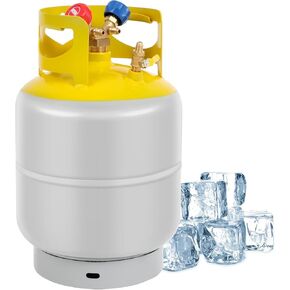 FAHKNS Refrigerant Recovery Tank 30 LB with 1/4 SAE Y-Valve Liquid/Vapor Reclaim Tank AC Freon Recovery Tank Refrigerant Recovery Cylinder Tank Reusable Cylinder Tank Without Float Switch Gray Yellow