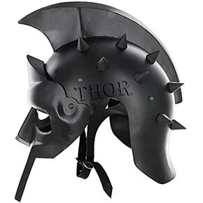 THOR INSTRUMENTS Maximus Gladiator Armor Helmet Black Finish Medieval Adult Costume Rustic Vintage Home Decor Gifts