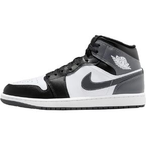 Jordan 1 Mid Little Kids 'أحذية (DQ8424-001 ، باللونين الأسود/الأبيض/الحديد الرمادي)