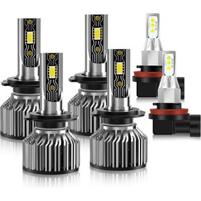 Compatible with Sonata 2011 2012 2013 2014 Bulbs,H7 High Beam+ H7 Low Beam+ H11/H8 Fog Bulbs,44000 Lumen 6500K White,Pack of 6
