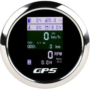 WATERWICH 85mm 6 in 1 Gauge Set Speedometer + Tachometer + Water Temperature Gauge + Fuel Level Meter + Oil Pressure Gauge + Voltmeter for Car Marine Truck Boat