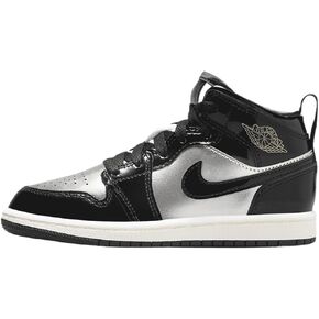 Jordan 1 Mid SE Little Kids' Shoes (FZ3937-001, Black/Metallic Silver/Sail/Metallic Gold)