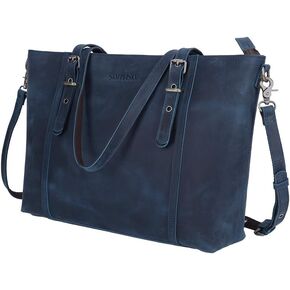 STAR VISTA Scopella Vintage Full Grain Leather Tote Handbag Shoulder bag, YKK Zippers,Adjustable Handles&Strap,Trolley Sleeve
