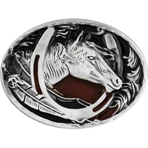 Haquil Goth Punk Horseshoe Leaf Red Horse Plant Vintage Belt Buckle Punk Jewelry Gift