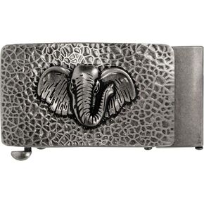 Elephant Belt Buckle, 35mm Ratchet Belt Buckle Only for 1 3/8 Slide Belt Strap, Automatic Belt Buckle Replacement 1 Pack for Men Women (Silver, Hammer Pattern)