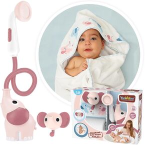 Yookidoo Baby Bath Shower Head - Elephant Water Pump and Trunk Spout Rinser - for Newborn Babies in Tub Or Sink