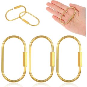 3Pcs Brass Key Rings, Gold Keychain Durable Brass Screw Lock Keychains for Men Women Gold Keychain Clip Tool Simple Style Key Organizer Suitable for Keys Bags Purse Bag Charms