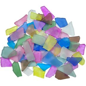 14oz Sea Glass Pieces for Crafts Frosted Flat Glass, Sea Glass for Crafts Bulk Sea Glass Pieces for Beach Weddings Home Decor Frosted Colorful Flat Glass