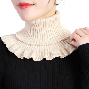 Culuze Knitted Collar Scarves for Women Detachable Fake High Collar Scarves Lapel Wrap Choker for Off Shoulder Clothing
