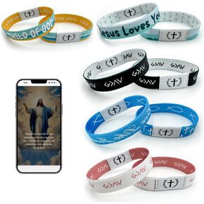 5pcs أساور آية الكتاب المقدس NFC ، سوار الآية اليومية ، سوار مسيحي يمكن ارتداؤه ، هدايا مجوهرات دينية الكتاب المقدس الملهمة للرجال النساء