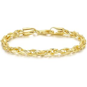 الأساور الذهبية للنساء سوار الذهب 14K سوار الذهب لذيذ سوار السلسلة المضفر للنساء للنساء الرجال 6.5/7/7.5/8/9in