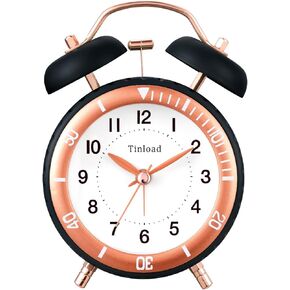 Loud Alarm Clock for Heavy Sleepers, Retro Analog Alarm Clock Silent Non-Ticking with Manual Light, Small Battery Operated Desk Clock for Bedrooms (Green)